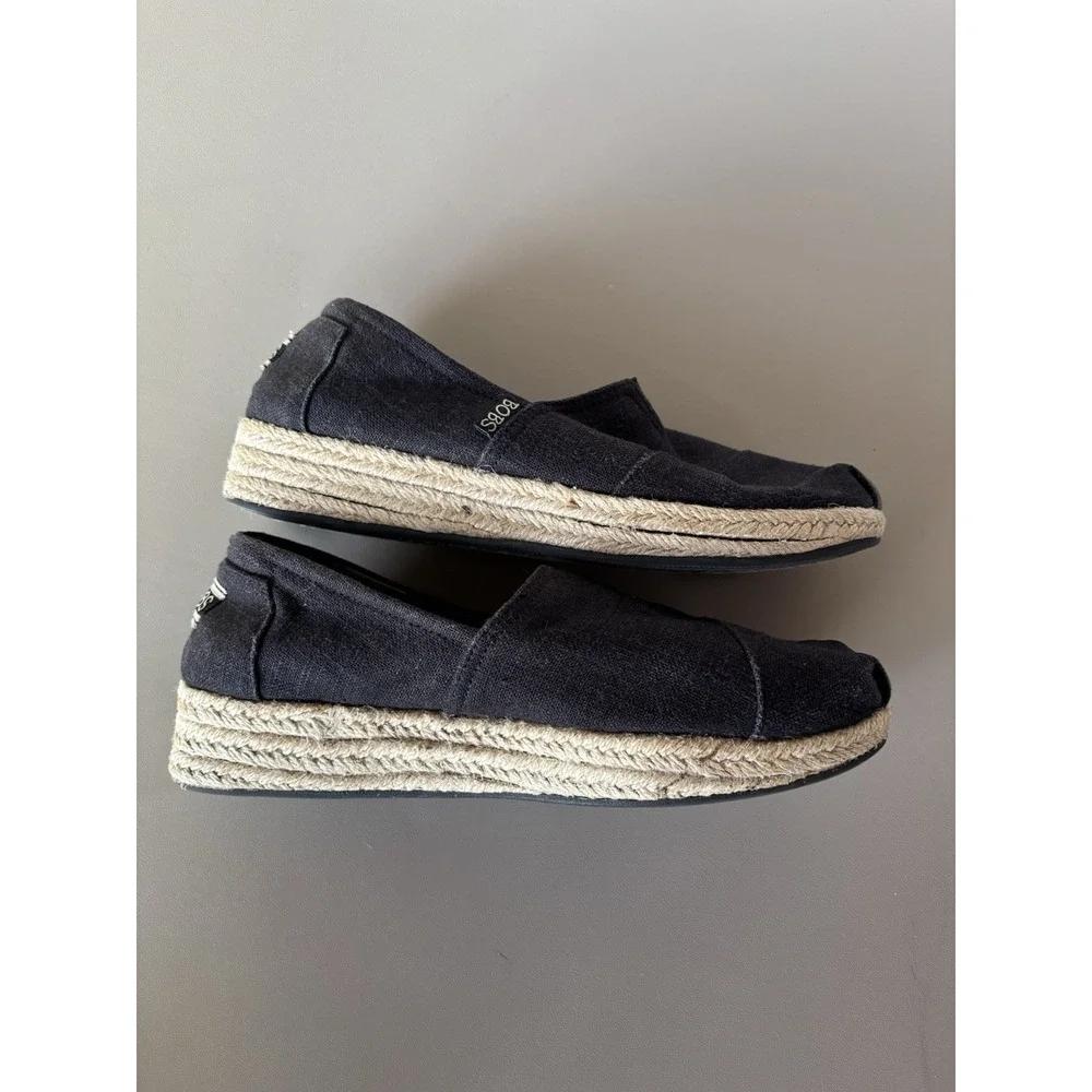 Skechers Bobs Shoes Womens 9 Highlights High Jinx Espadrille Loafer 34101 Black